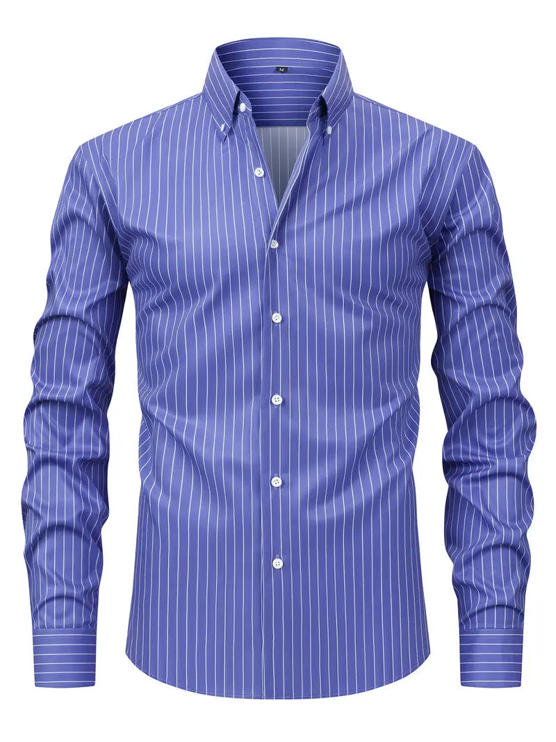 Chemise homme rayée à manches longues