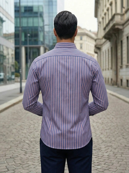 Chemise homme rayée à manches longues