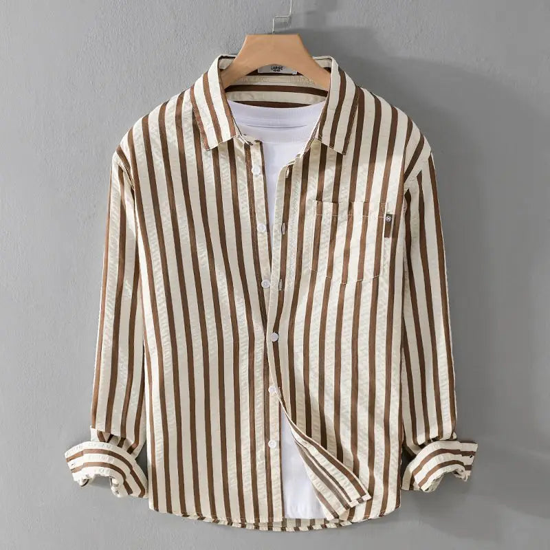 Chemise rayée à manches longues pour homme