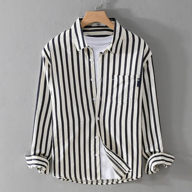 Chemise rayée à manches longues pour homme