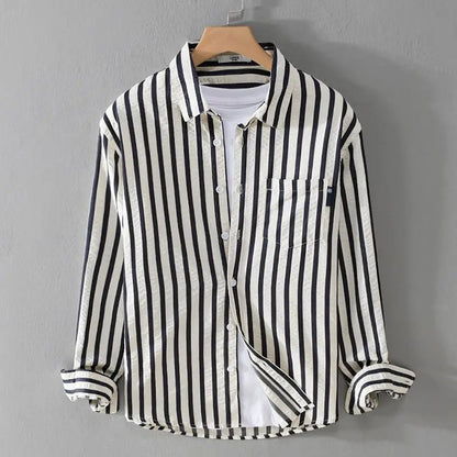 Chemise rayée à manches longues pour homme