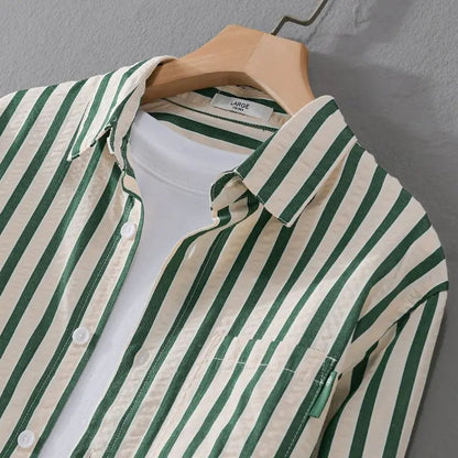 Chemise rayée à manches longues pour homme