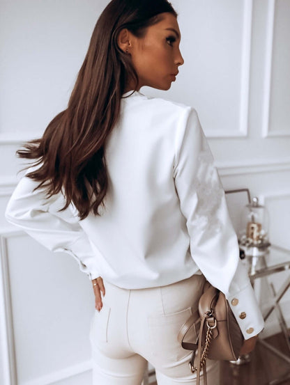 Chemisier boutonné à manches longues pour femme