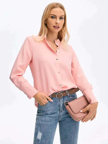 Chemisier boutonné à manches longues pour femme
