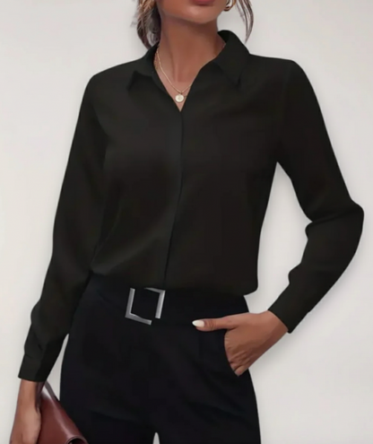 Chemisier femme à manches longues boutonné