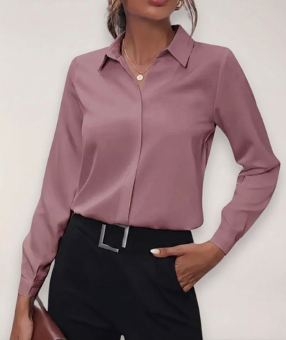 Chemisier femme à manches longues boutonné