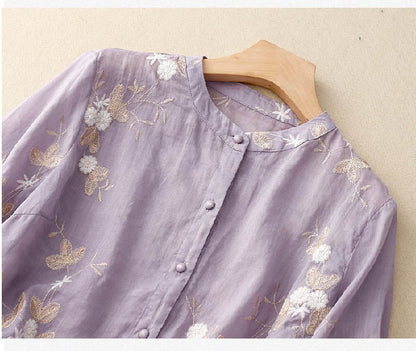 Chemisier fleuri boutonné pour femme