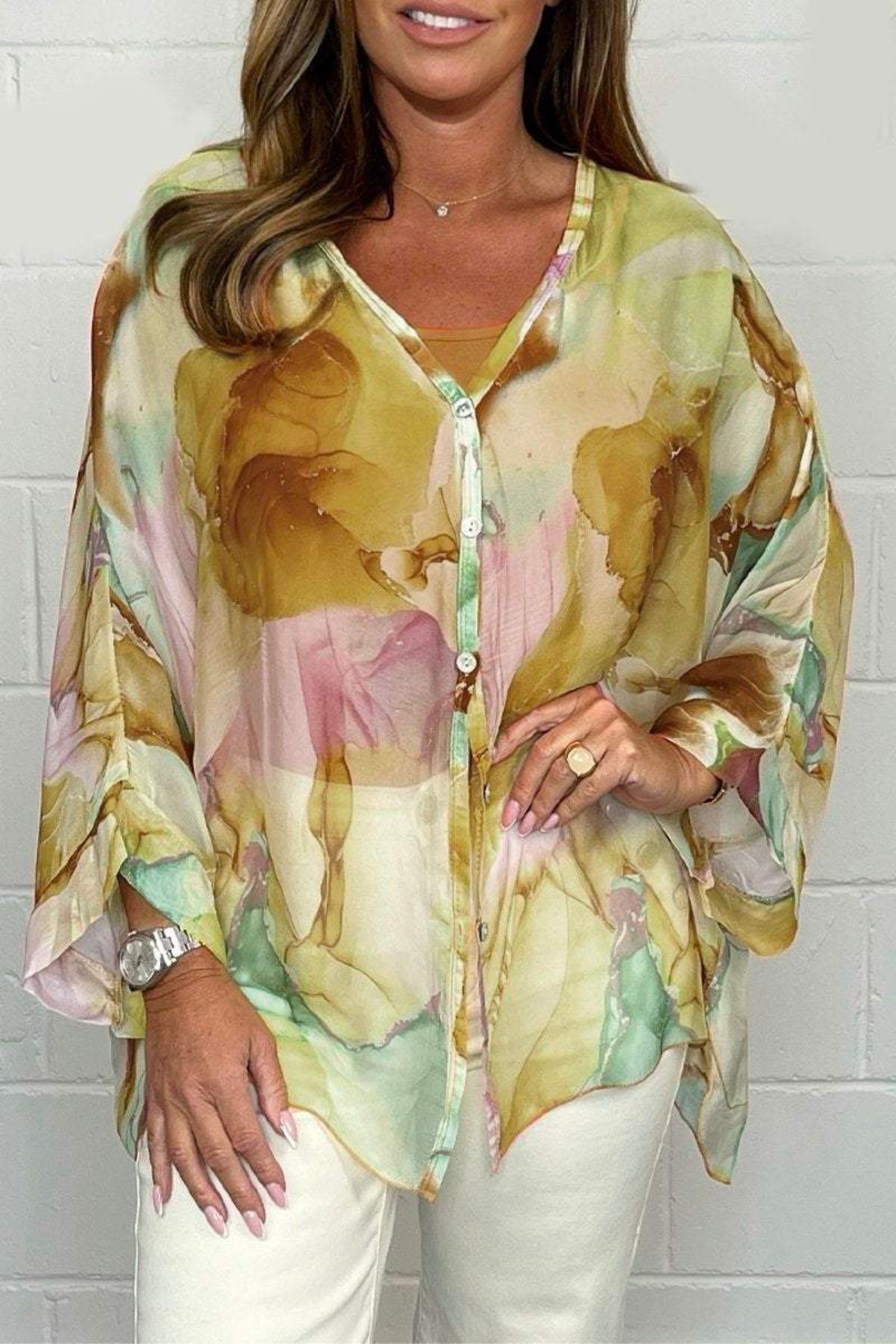 Chemisier oversize à imprimé abstrait pour femme