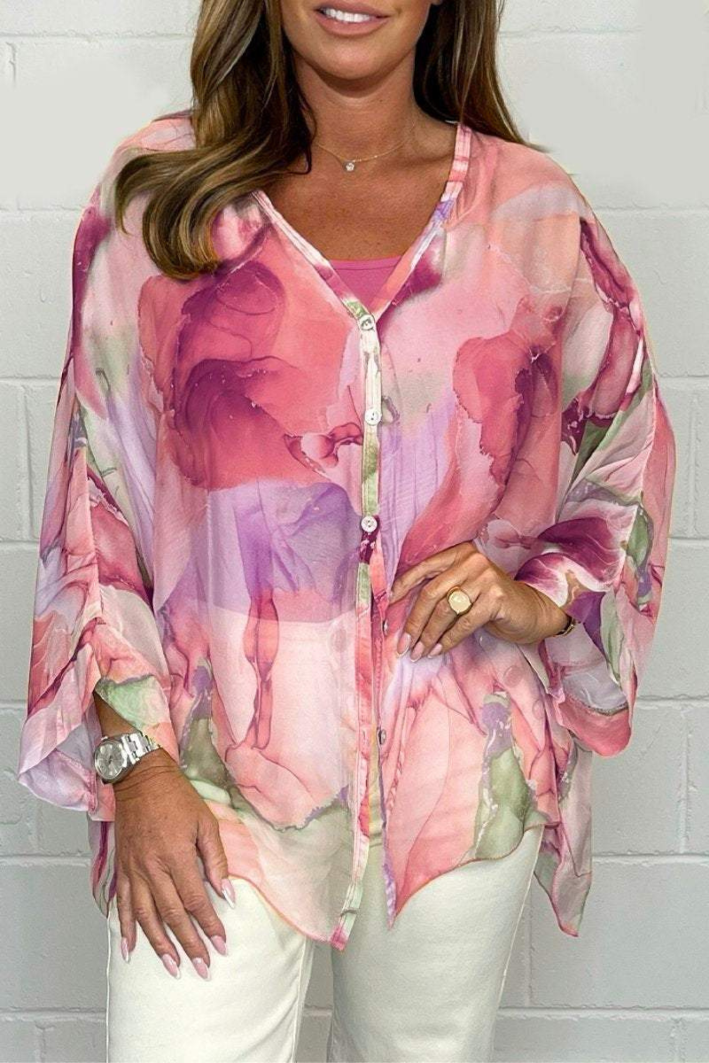 Chemisier oversize à imprimé abstrait pour femme