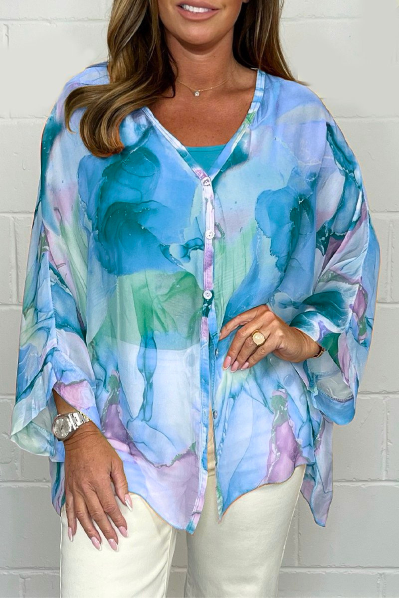Chemisier oversize à imprimé abstrait pour femme