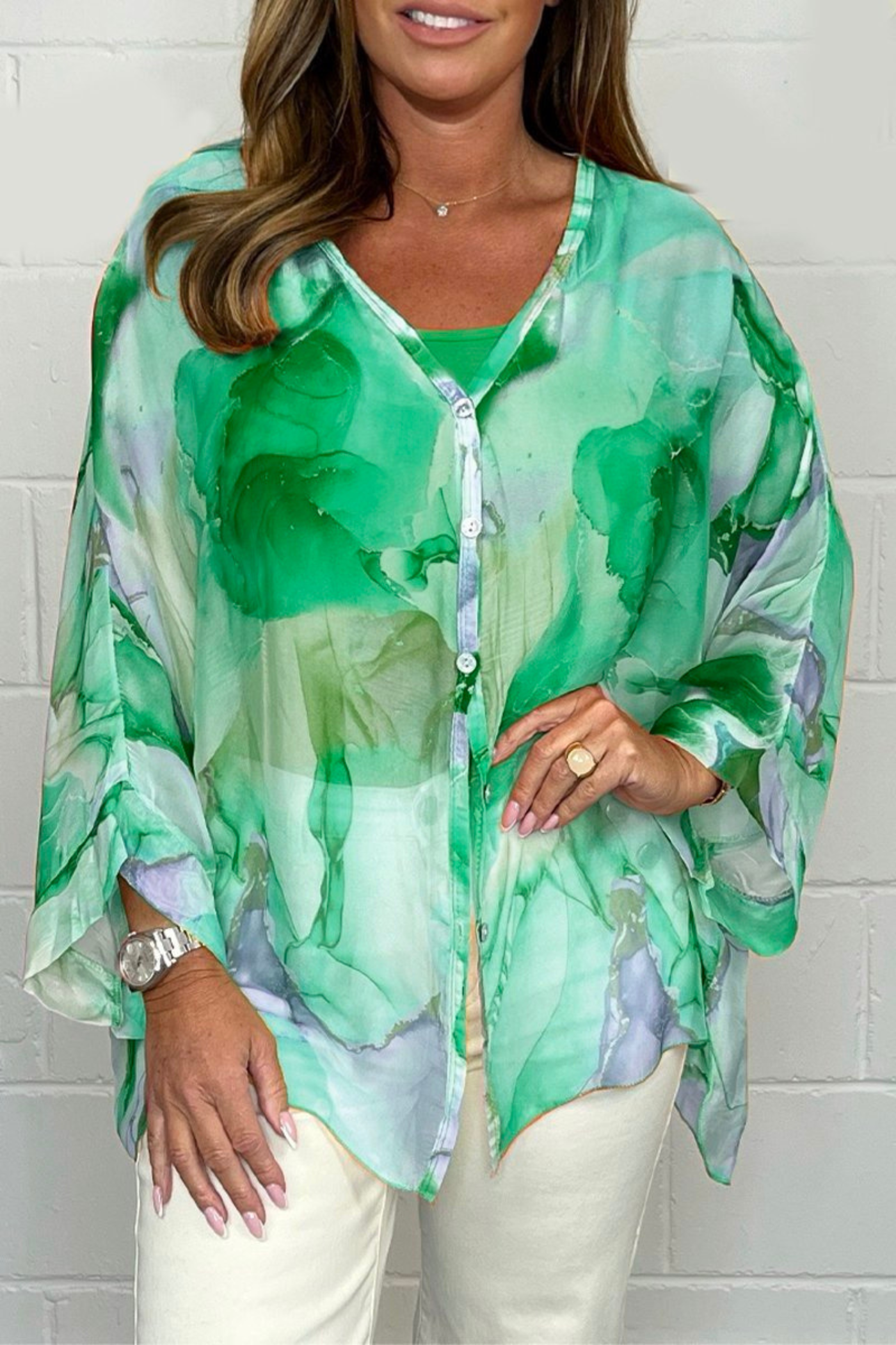 Chemisier oversize à imprimé abstrait pour femme