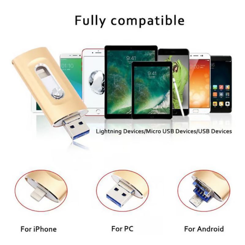 Clé USB 3-en-1 à grande capacité pour smartphone et ordinateur