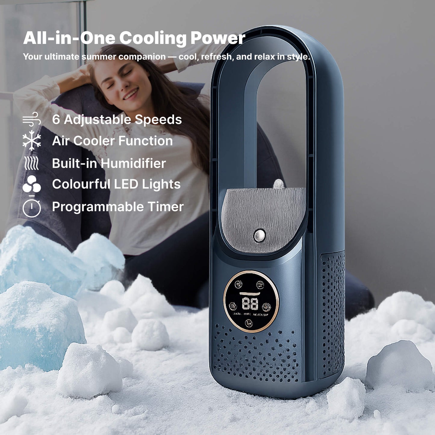 Climatiseur portable sans pales | ultra-silencieux, design ergonomique et idéal pour la maison et le bureau