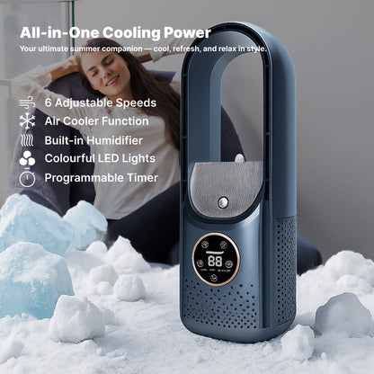 Climatiseur portable sans pales | ultra-silencieux, design ergonomique et idéal pour la maison et le bureau