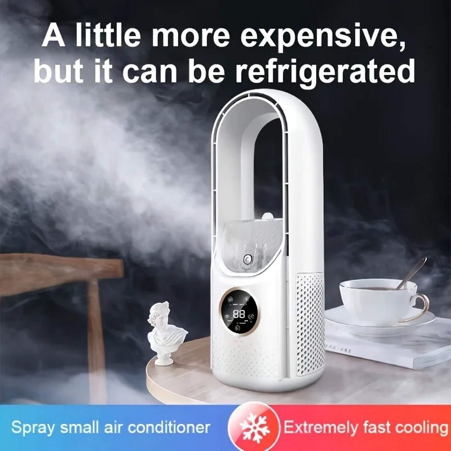 Climatiseur portable sans pales | ultra-silencieux, design ergonomique et idéal pour la maison et le bureau