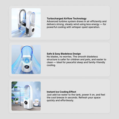 Climatiseur portable sans pales | ultra-silencieux, design ergonomique et idéal pour la maison et le bureau