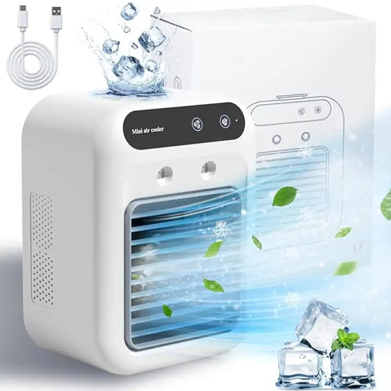 Climatiseur-ventilateur compact et portable avec recharge USB