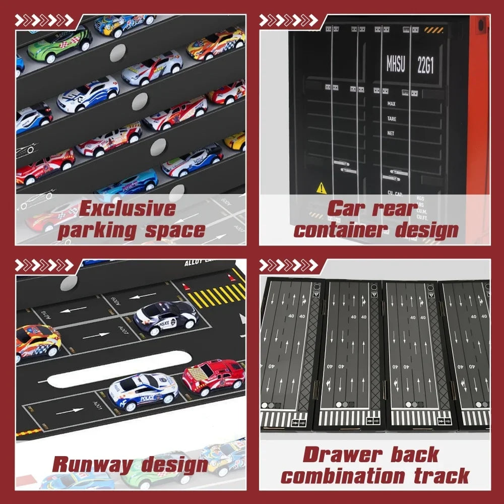 Coffret 48 pièces de voitures de course ultra-rapides avec circuit pour enfants