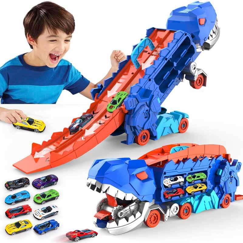 Coffret camion dinosaure transformable pour enfants avec voitures