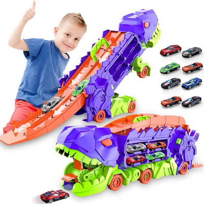 Coffret camion dinosaure transformable pour enfants avec voitures