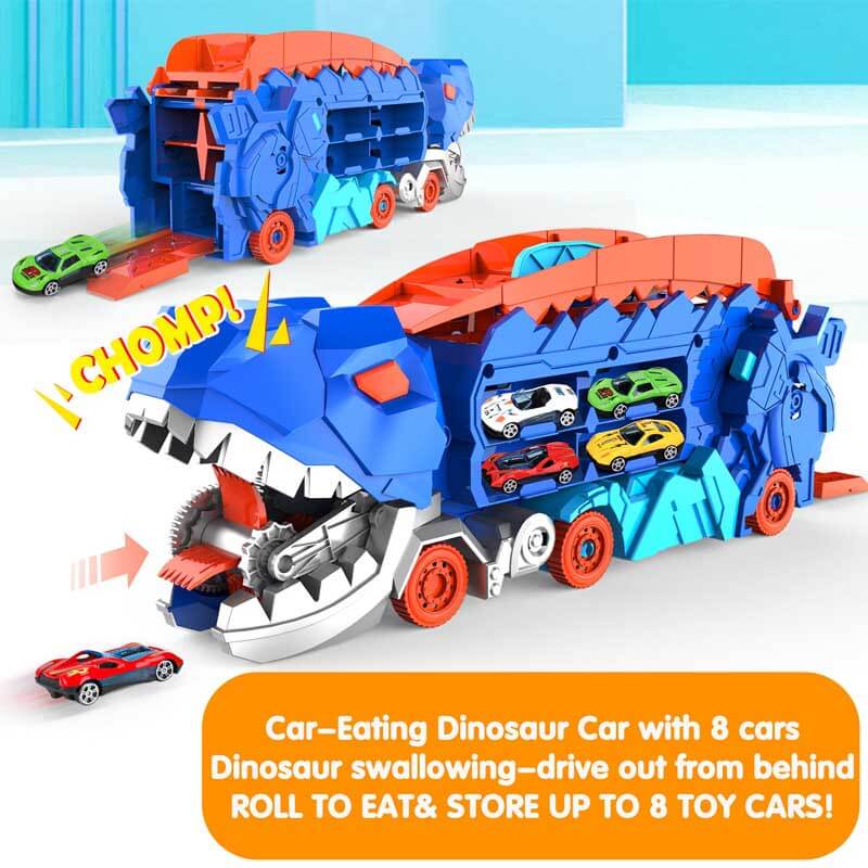 Coffret camion dinosaure transformable pour enfants avec voitures