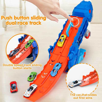 Coffret camion dinosaure transformable pour enfants avec voitures