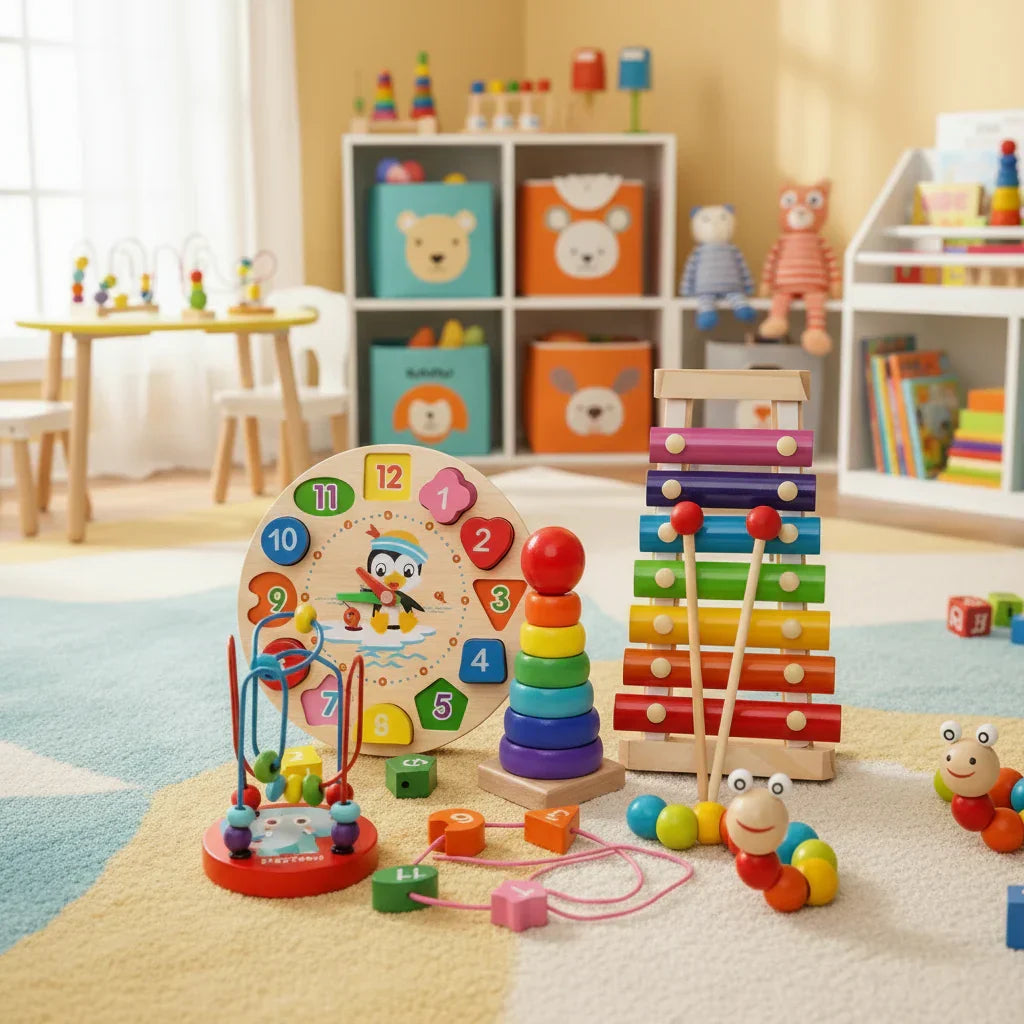 Coffret d’activités Montessori en bois 5-en-1 pour bébé