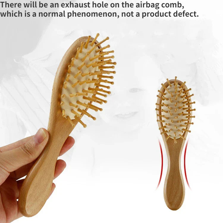 Coffret de brosses à cheveux pour bébé en bois et laine naturelle, doux pour nouveau-né