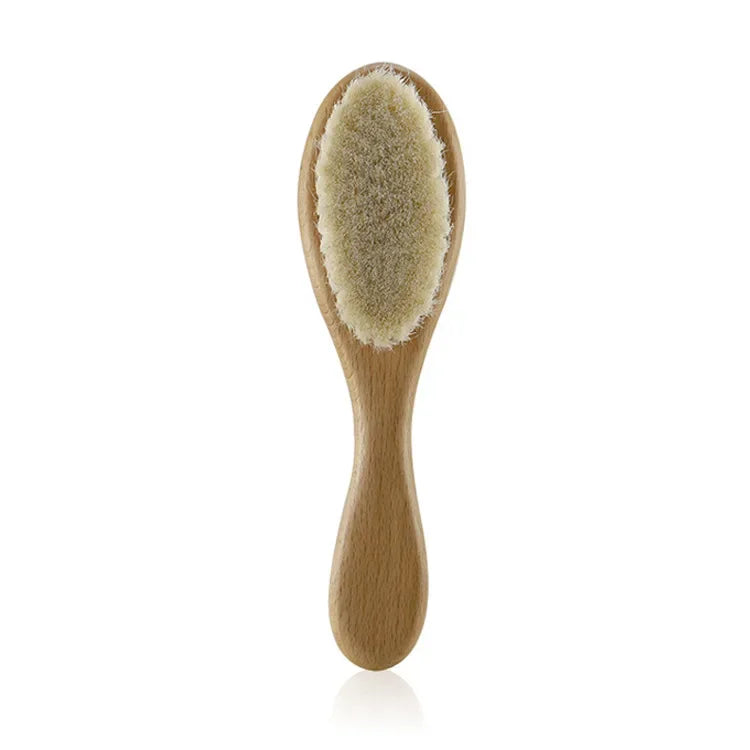 Coffret de brosses à cheveux pour bébé en bois et laine naturelle, doux pour nouveau-né