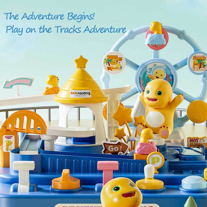 Coffret de jeu interactif d’aventure de dinosaures avec circuit de voitures pour enfants