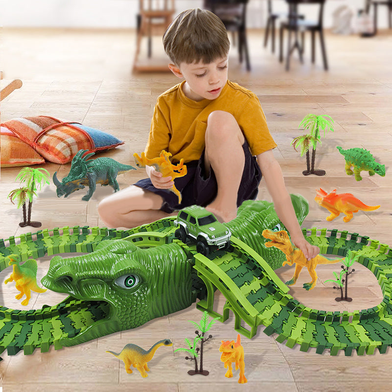 Coffret de jouets dinosaures – circuit d’aventure à 360° avec lumières et sons