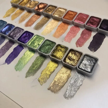 Coffret de pigments nacrés en poudre - 20 teintes d’aquarelle artistiques