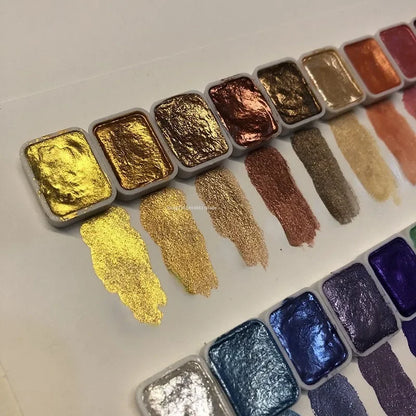 Coffret de pigments nacrés en poudre - 20 teintes d’aquarelle artistiques