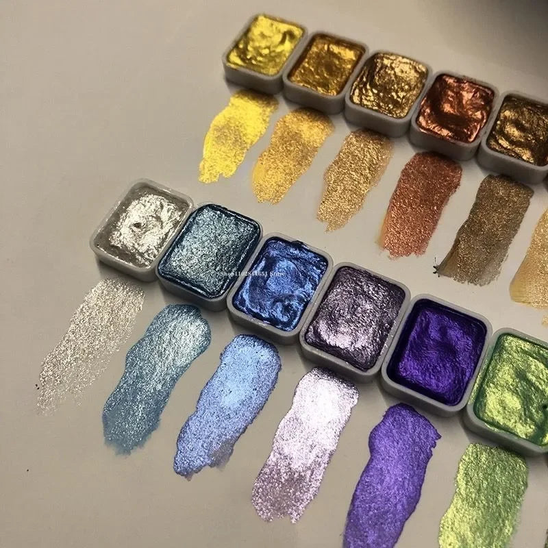 Coffret de pigments nacrés en poudre - 20 teintes d’aquarelle artistiques