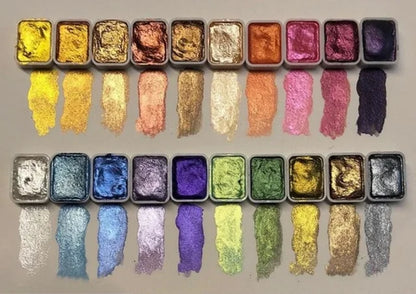 Coffret de pigments nacrés en poudre - 20 teintes d’aquarelle artistiques