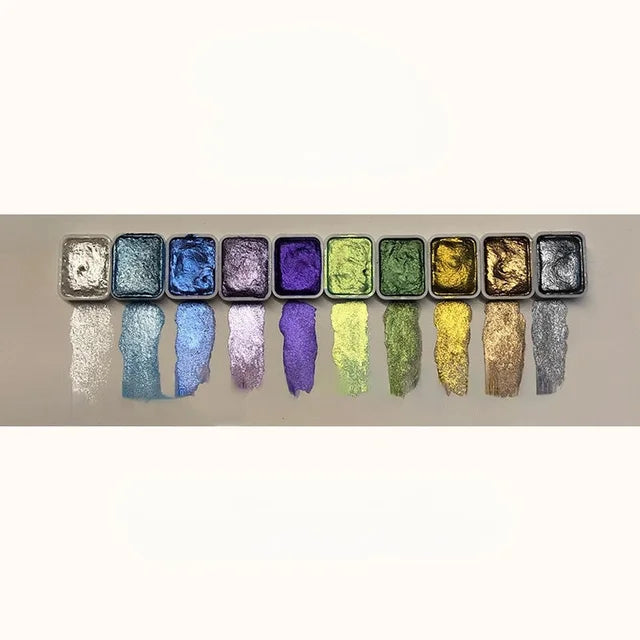 Coffret de pigments nacrés en poudre - 20 teintes d’aquarelle artistiques