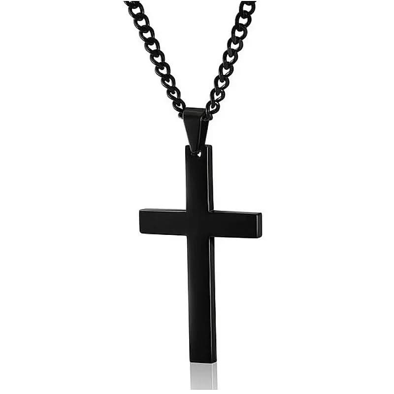 Collier classique pour homme avec pendentif croix en acier inoxydable
