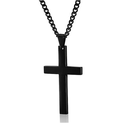 Collier classique pour homme avec pendentif croix en acier inoxydable