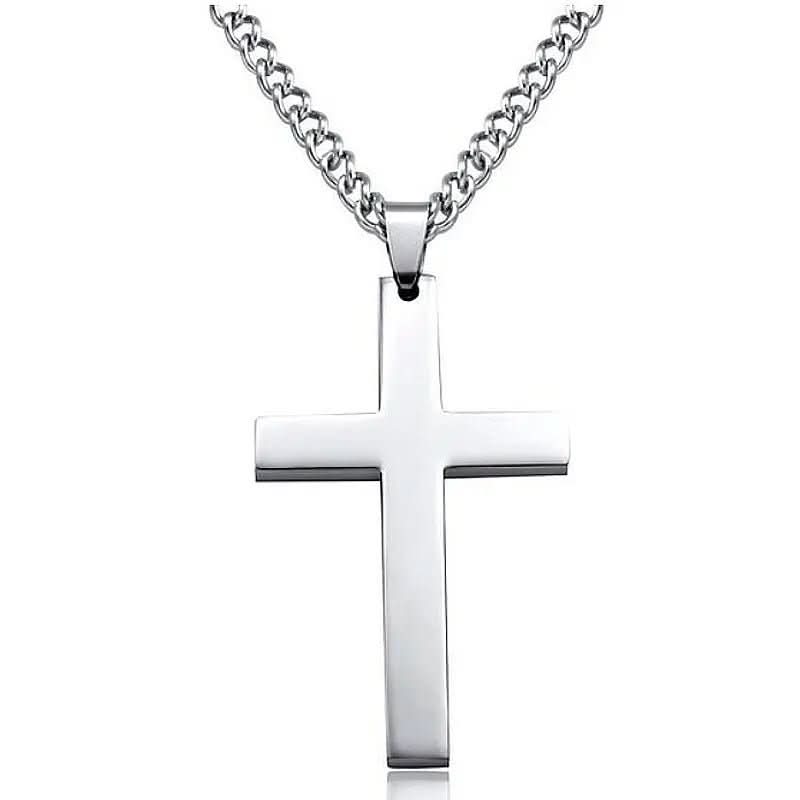 Collier classique pour homme avec pendentif croix en acier inoxydable