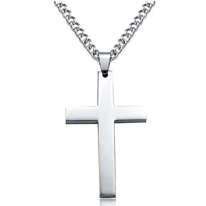 Collier classique pour homme avec pendentif croix en acier inoxydable