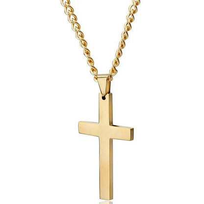 Collier classique pour homme avec pendentif croix en acier inoxydable