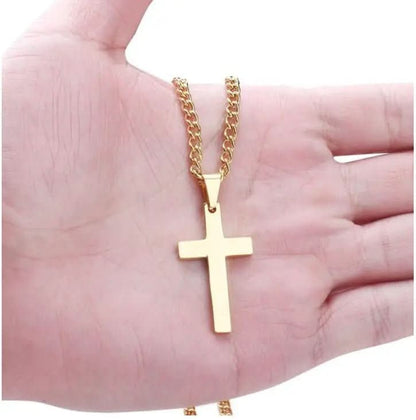 Collier classique pour homme avec pendentif croix en acier inoxydable