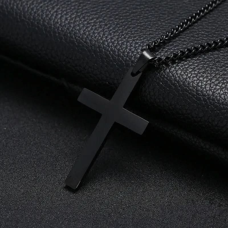 Collier classique pour homme avec pendentif croix en acier inoxydable