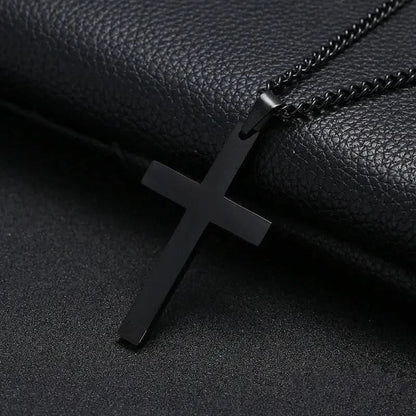 Collier classique pour homme avec pendentif croix en acier inoxydable