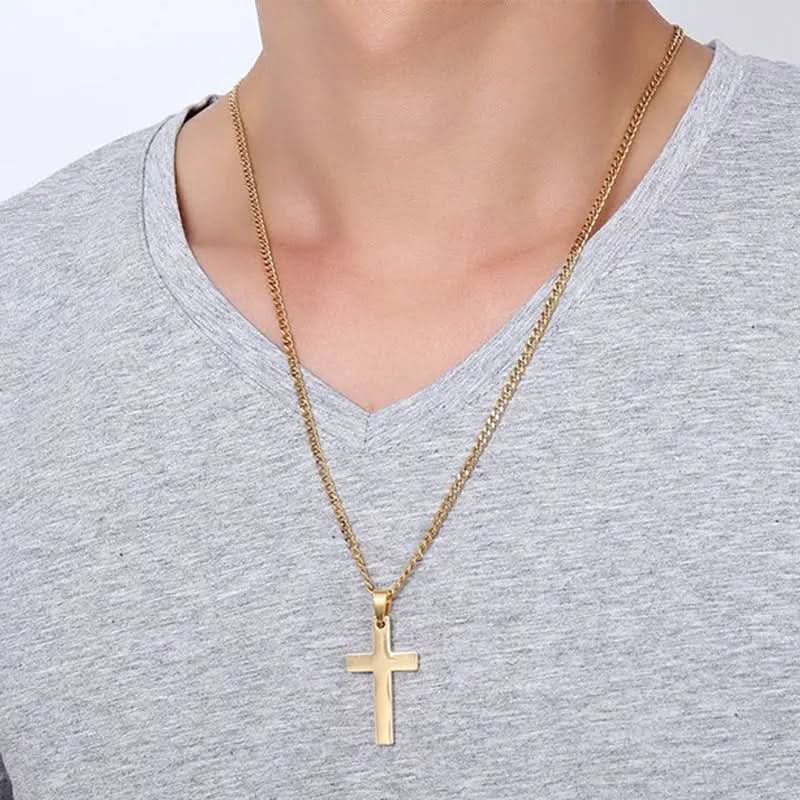 Collier classique pour homme avec pendentif croix en acier inoxydable