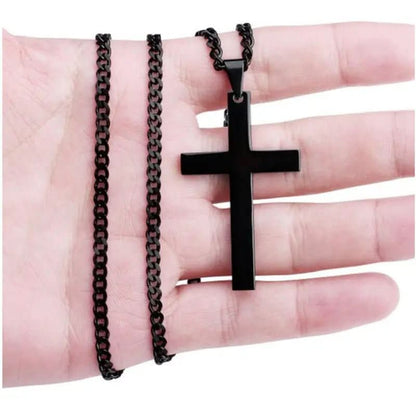 Collier classique pour homme avec pendentif croix en acier inoxydable