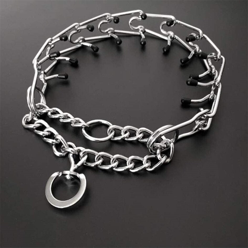 Collier de dressage pour chien réglable avec pointes gainées de caoutchouc