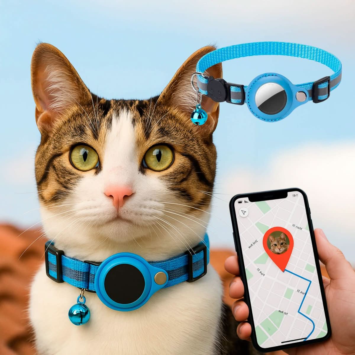 Collier GPS pour chats avec design réfléchissant