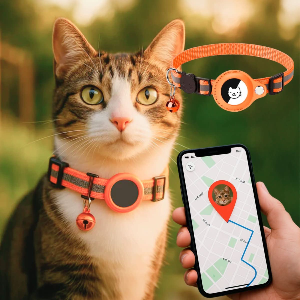Collier GPS pour chats avec design réfléchissant