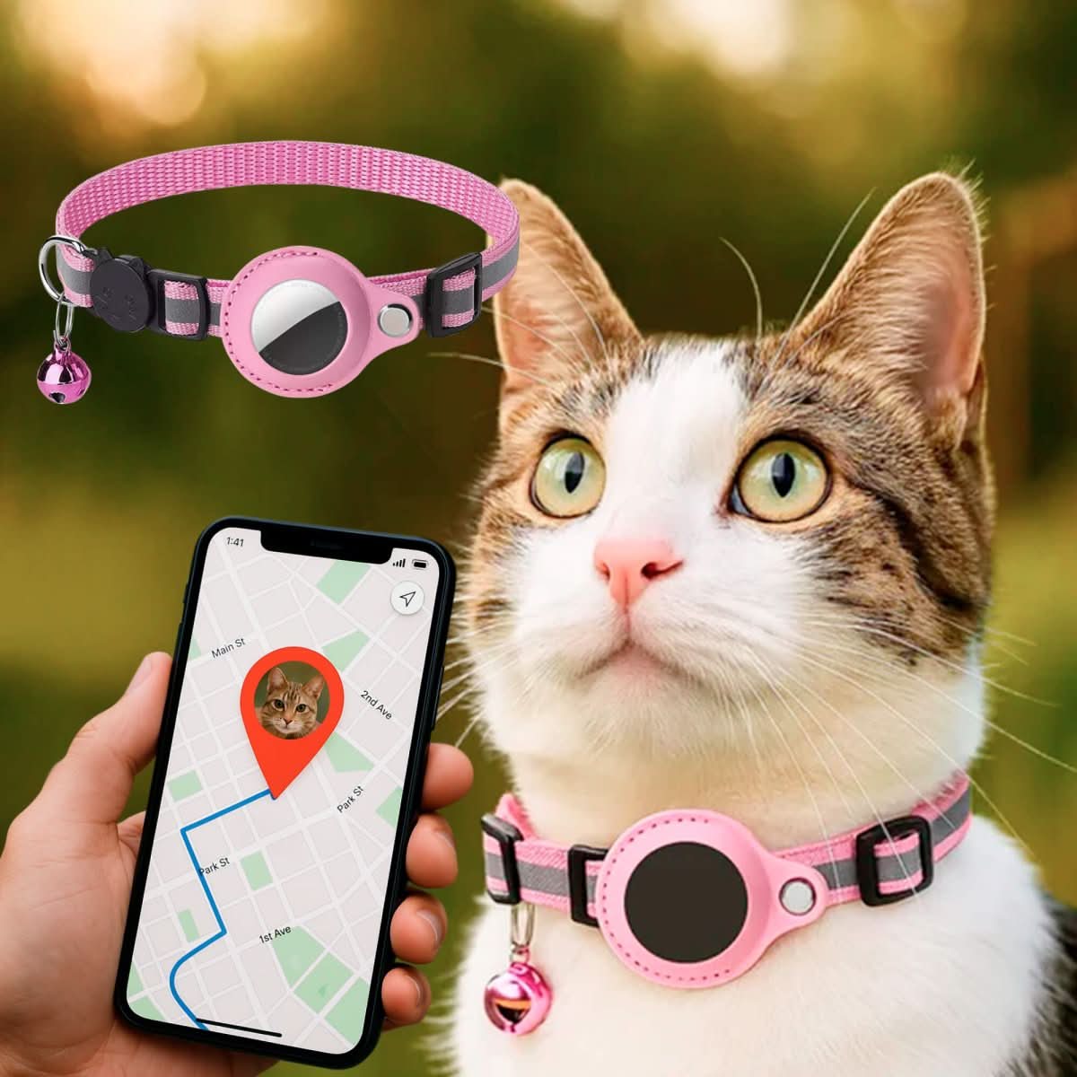 Collier GPS pour chats avec design réfléchissant